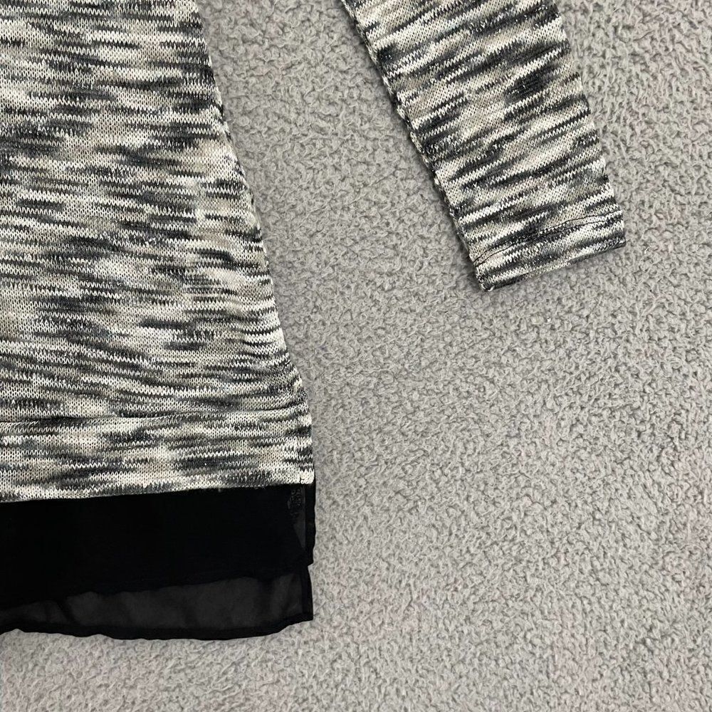 White House Black Market Top Gray Silver Women S Layered Long Sleeve Tunic - Picture 2 of 9